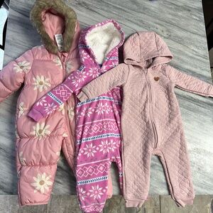 Carters 12 month girls snow suit & 12 month hooded suits